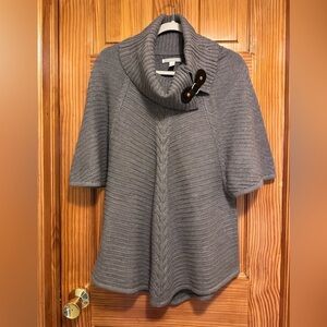 Dana Buchman cardigan Size  Medium Gray Cowl neck with Buckle accent Very Nice